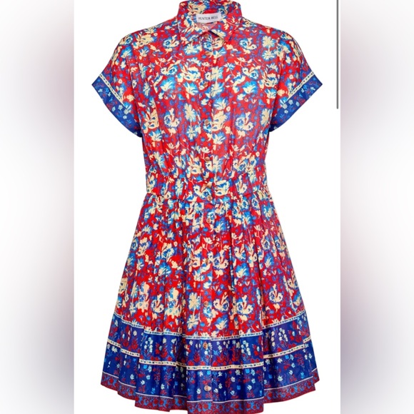 HUNTER BELL Dresses & Skirts - Hunter Bell tapestry Floral Red Howard Blue Dress New $470 M